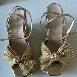 Loeffler Randall gold wedge espadrilles